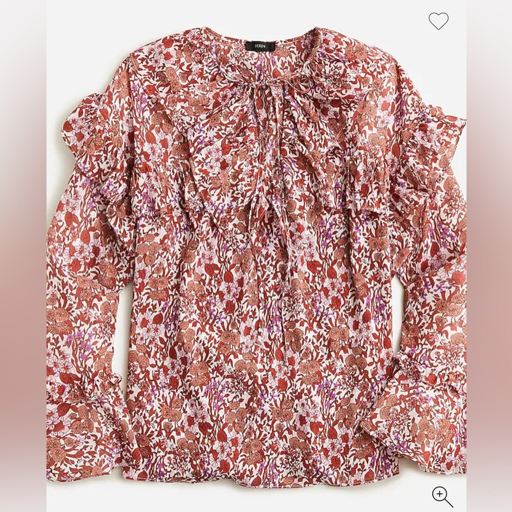 NWT J. Crew Ruffle Crinkle Chiffon Top in Fête Floral